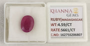 4.59/CT Natural Ruby Stone with Govt. Lab Certificate-16275S206807